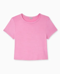 T-shirt Court En Maille Fluide - Rose