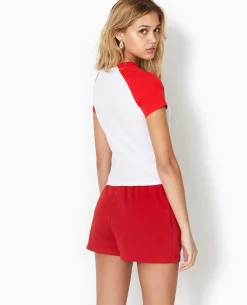 T-shirt Court Manches Raglan Avec Print - Blanc