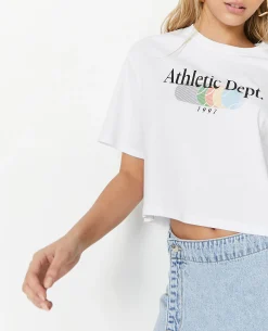 T-shirt Cropped Avec Print Devant - Blanc