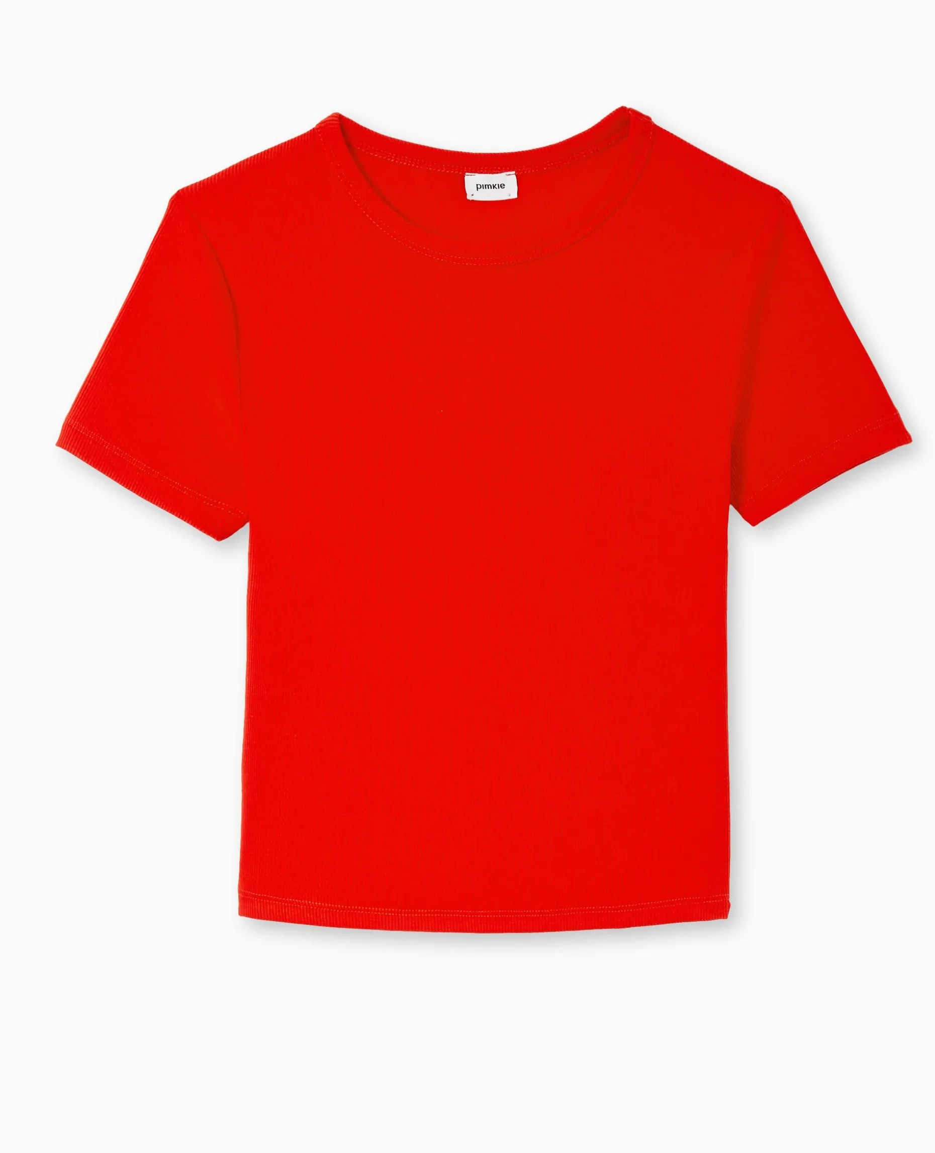 T-shirt En Maille Côtelée - Rouge