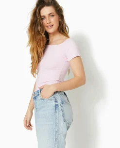 T-shirt Encolure Bardot - Rose Poudré