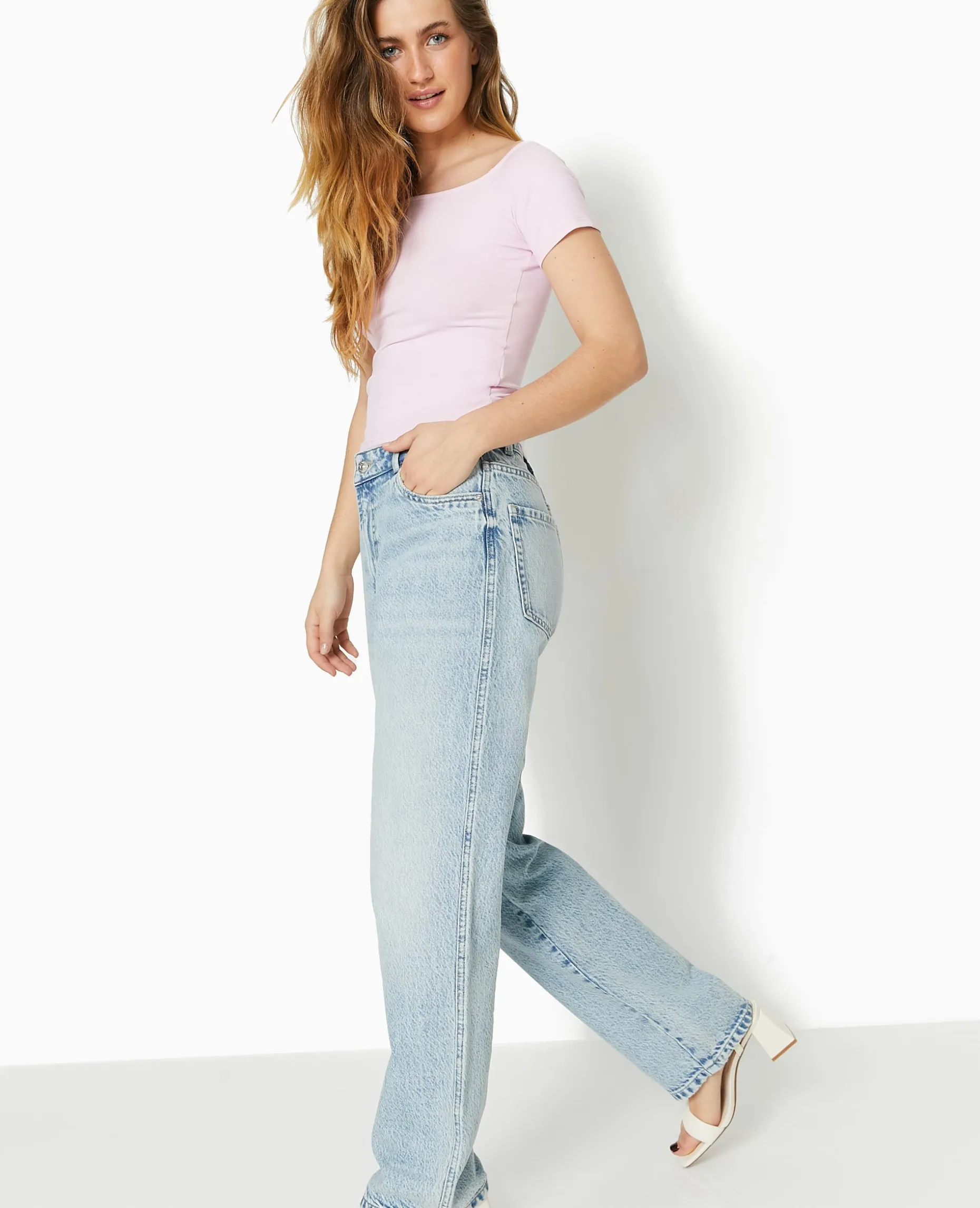 T-shirt Encolure Bardot - Rose Poudré