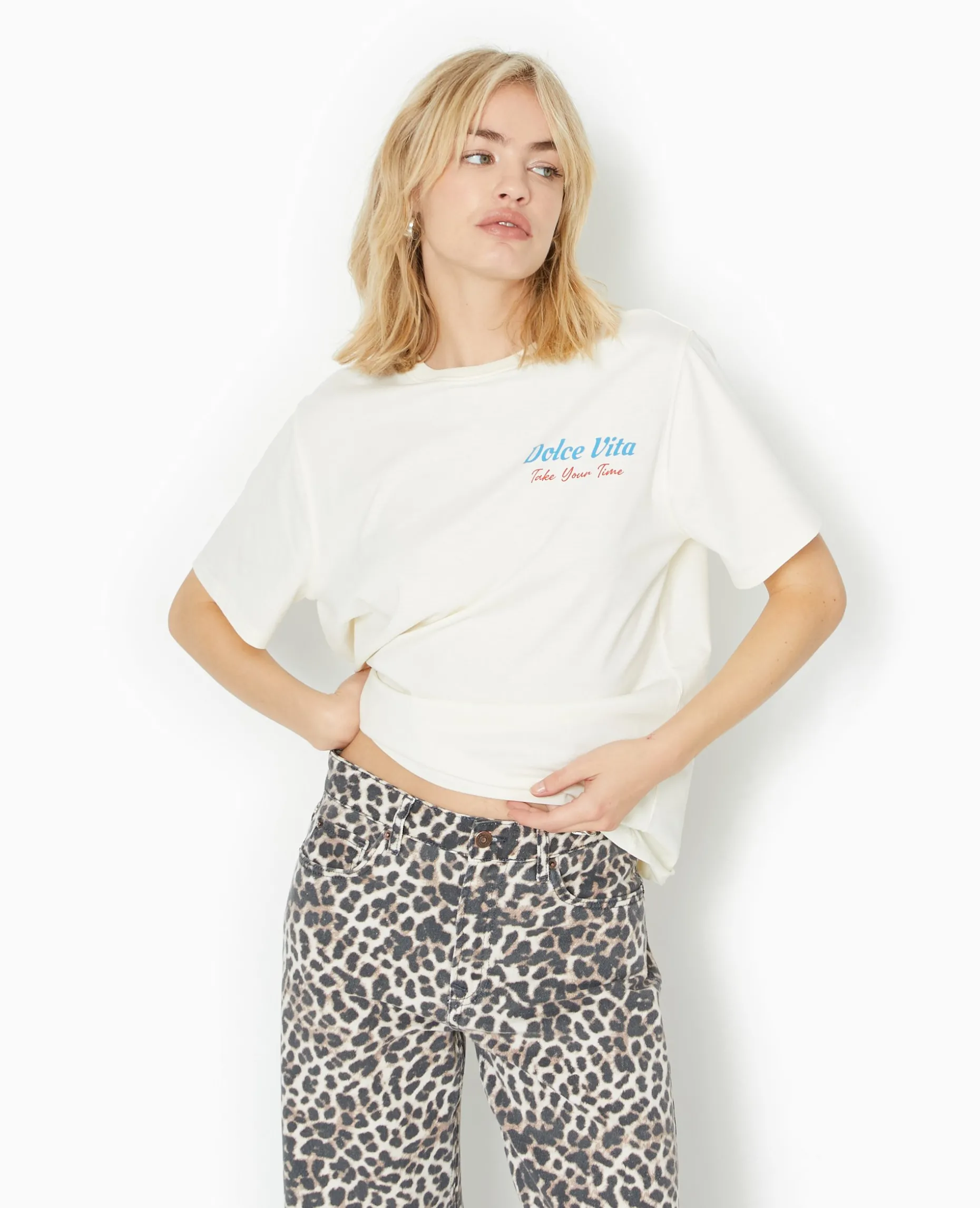T-shirt Oversize Avec Print Poitrine Et Dos - Blanc