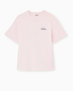 T-shirt Oversize Avec Print Poitrine Et Dos - Rose