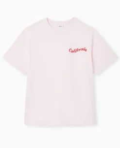 T-shirt Oversize Avec Print Poitrine Et Dos - Rose Clair