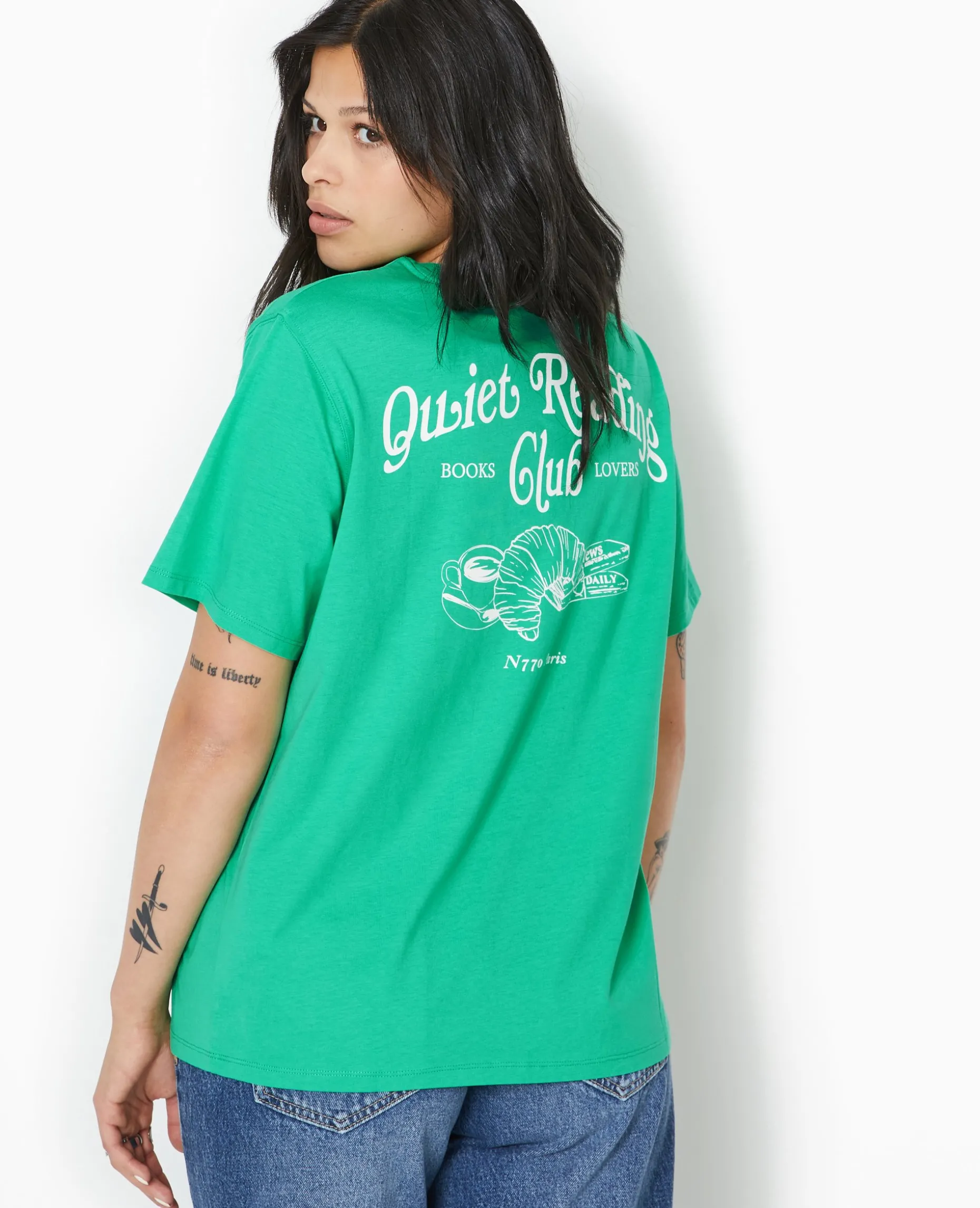 T-shirt Oversize Avec Print Poitrine Et Dos - Vert