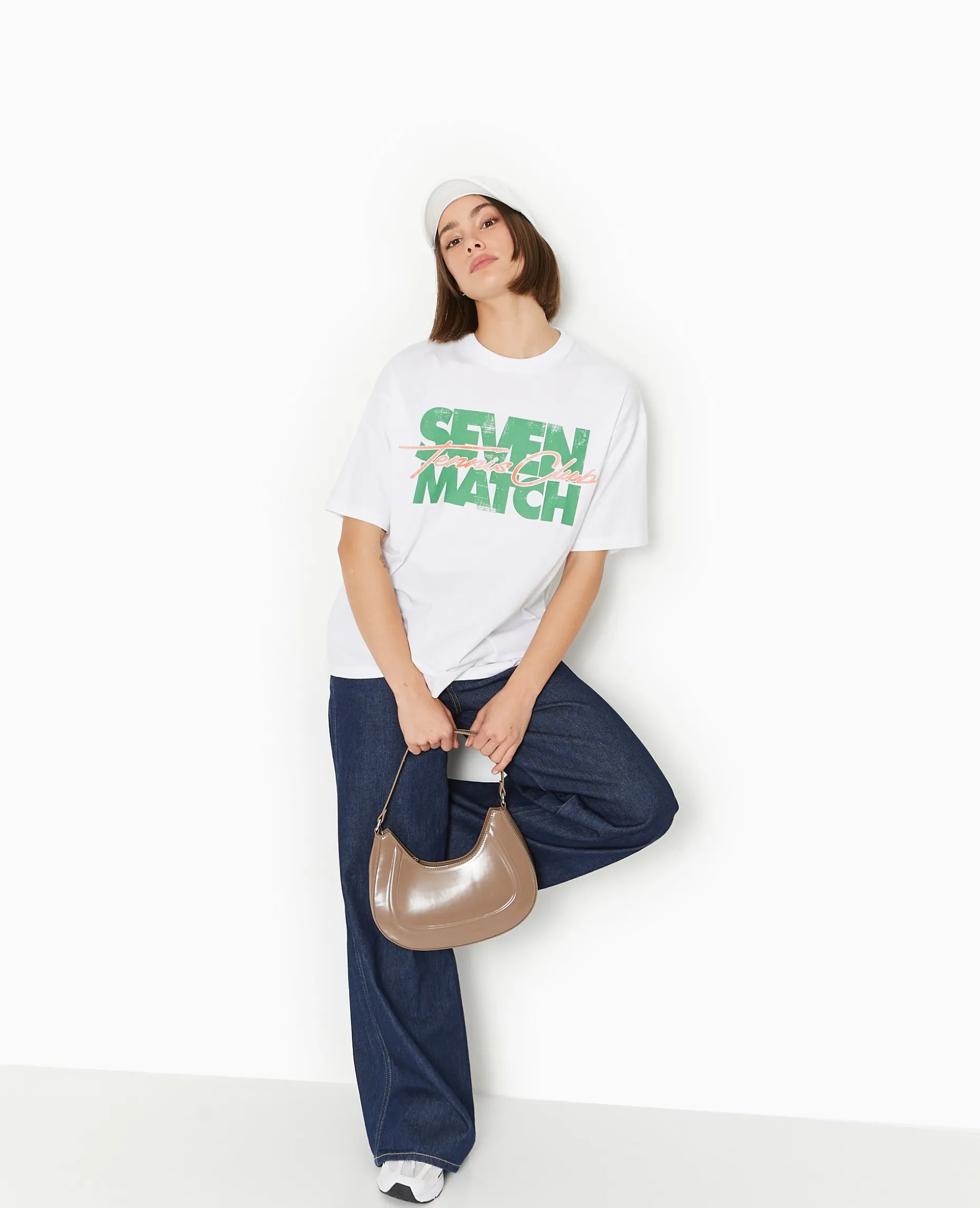 T-shirt Oversize Avec Print - Vert Kaki