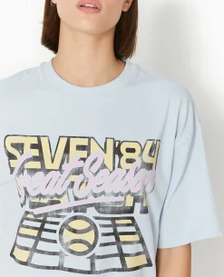 T-shirt Oversize Avec Print - Bleu
