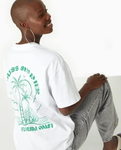 T-shirt Oversize Avec Print Devant Et Dos - Vert