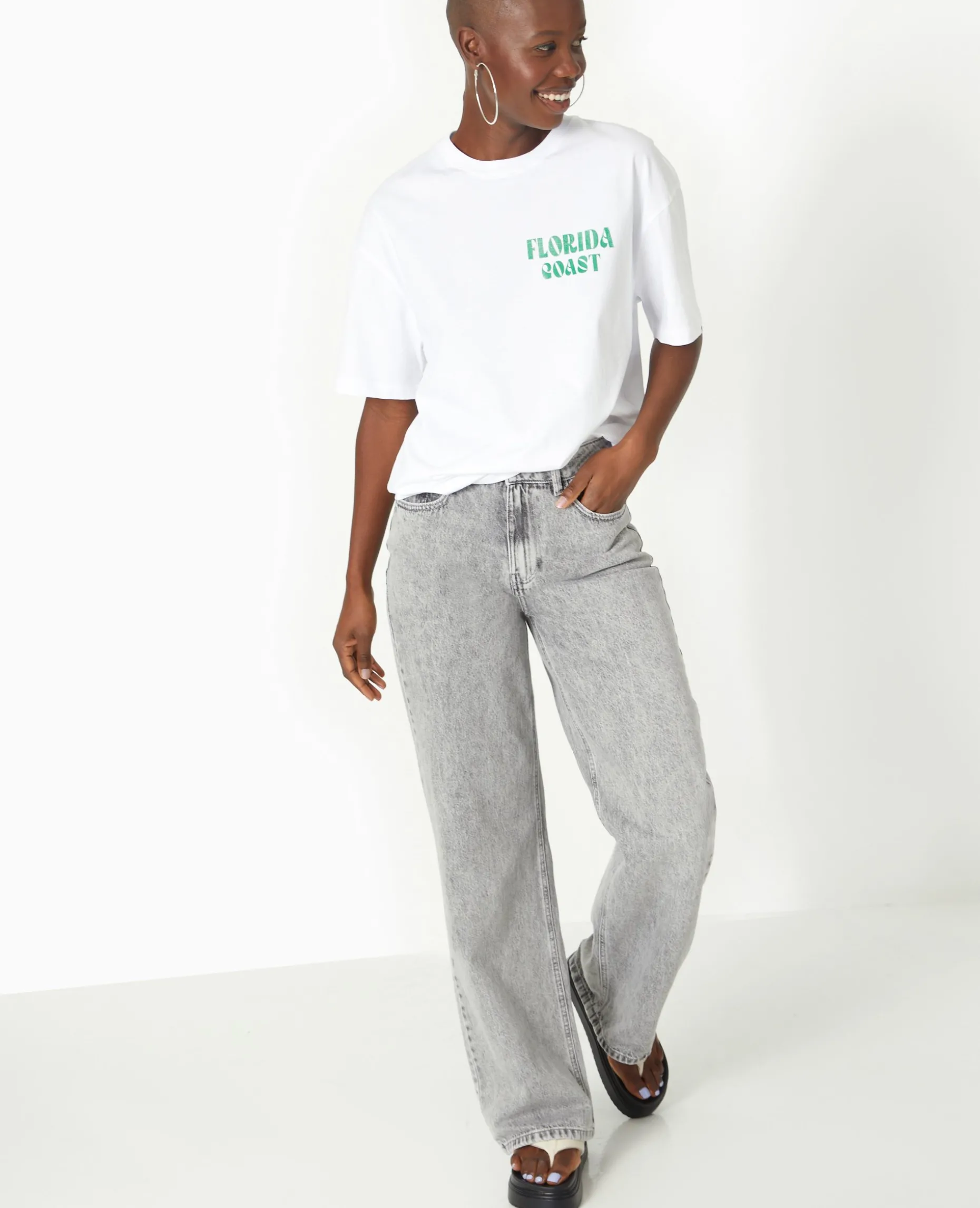 T-shirt Oversize Avec Print Devant Et Dos - Vert