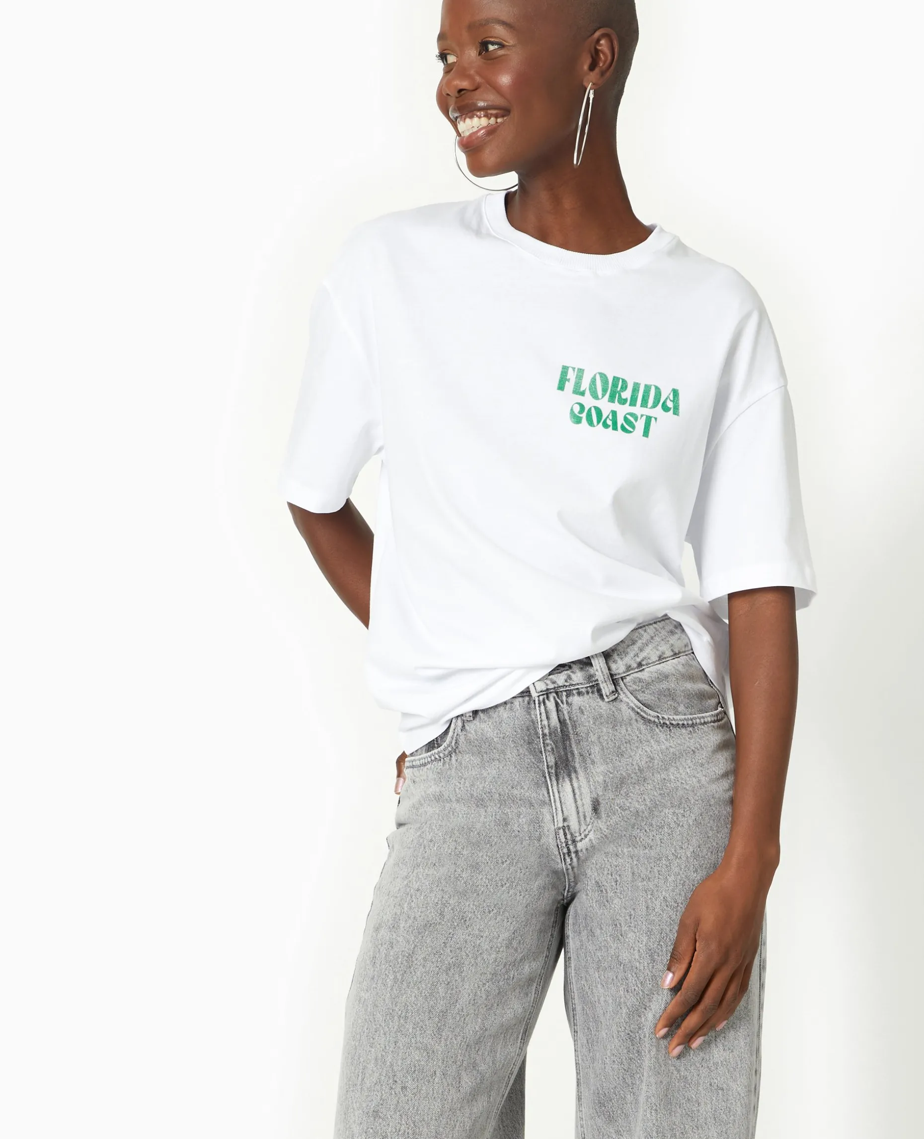 T-shirt Oversize Avec Print Devant Et Dos - Vert