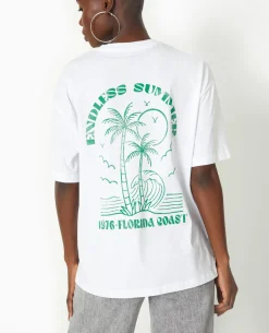 T-shirt Oversize Avec Print Devant Et Dos - Vert