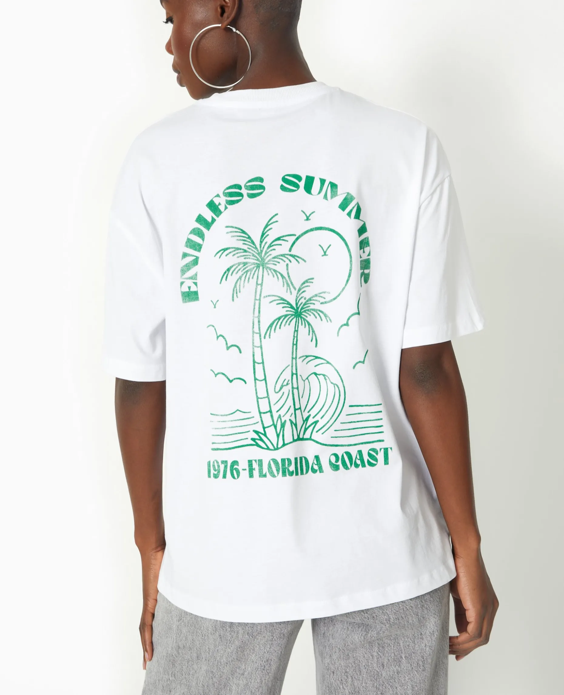 T-shirt Oversize Avec Print Devant Et Dos - Vert