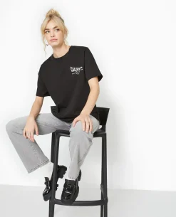 T-shirt Oversize Avec Print Devant Et Dos - Noir