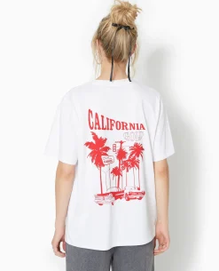 T-shirt Oversize Avec Print Poitrine Et Dos - Blanc