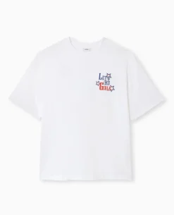 T-shirt Oversize Avec Print Devant Et Dos - Blanc