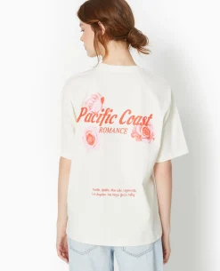 T-shirt Oversize Avec Print Devant Et Dos - écru