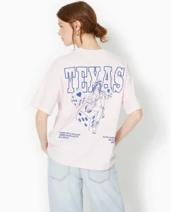 T-shirt Oversize Avec Print Devant Et Dos - Rose Clair