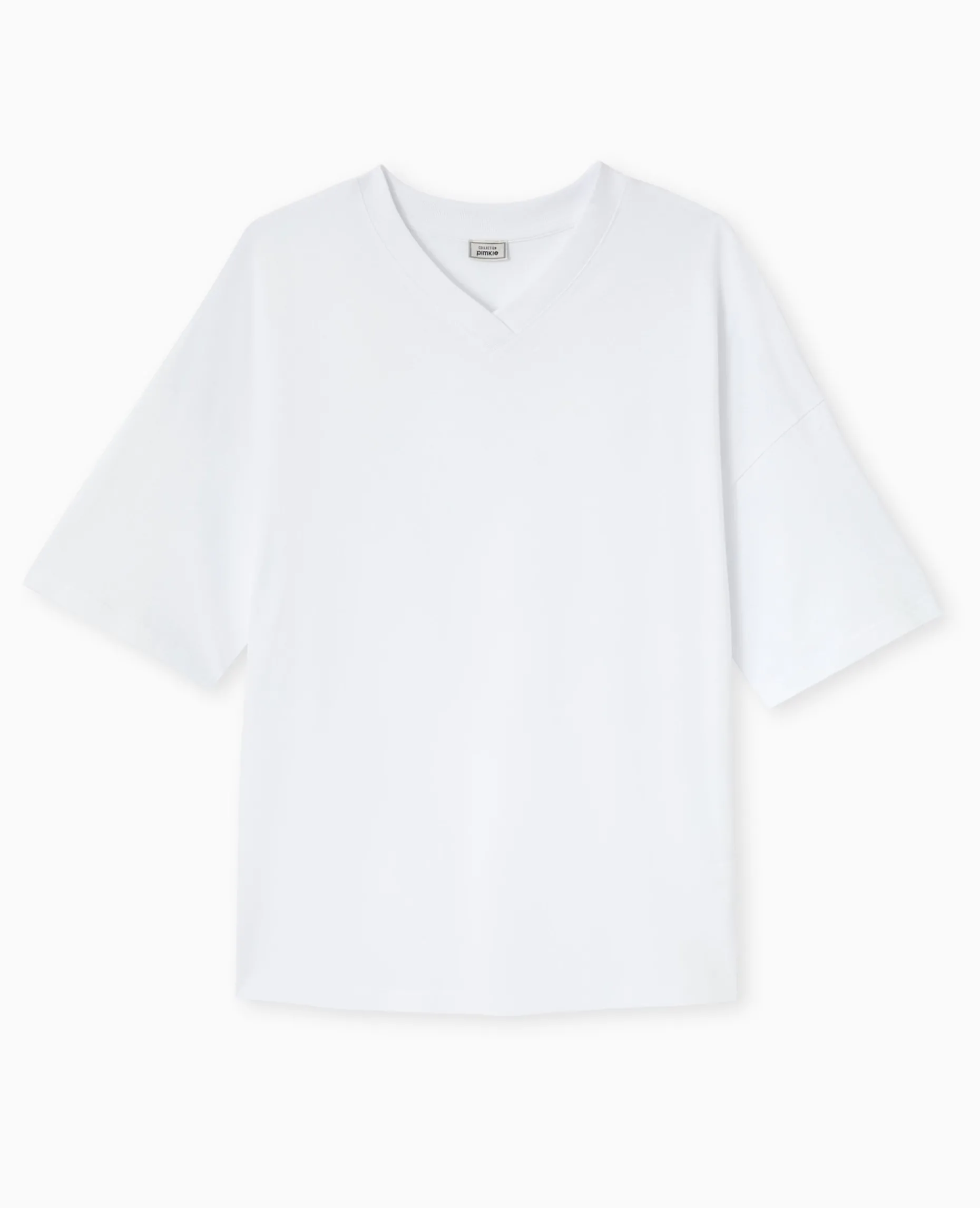 T-shirt Oversize Col V Manches Descendues - Blanc