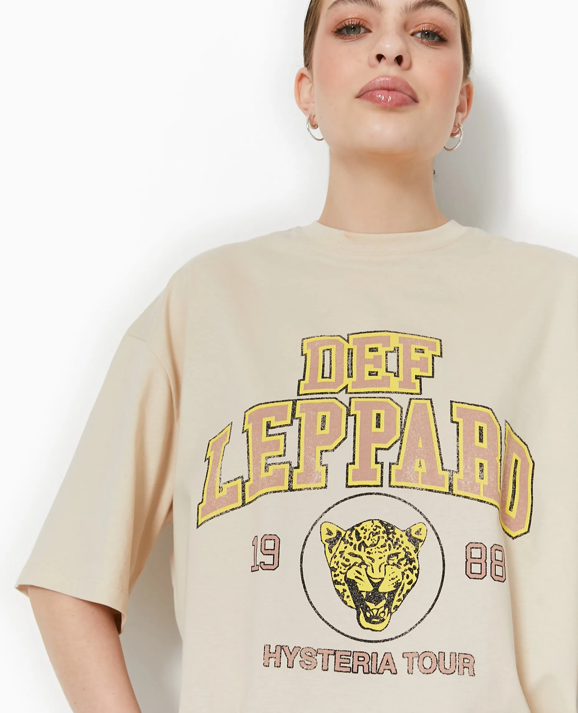 T-shirt Oversize DEF LEPPARD - Beige