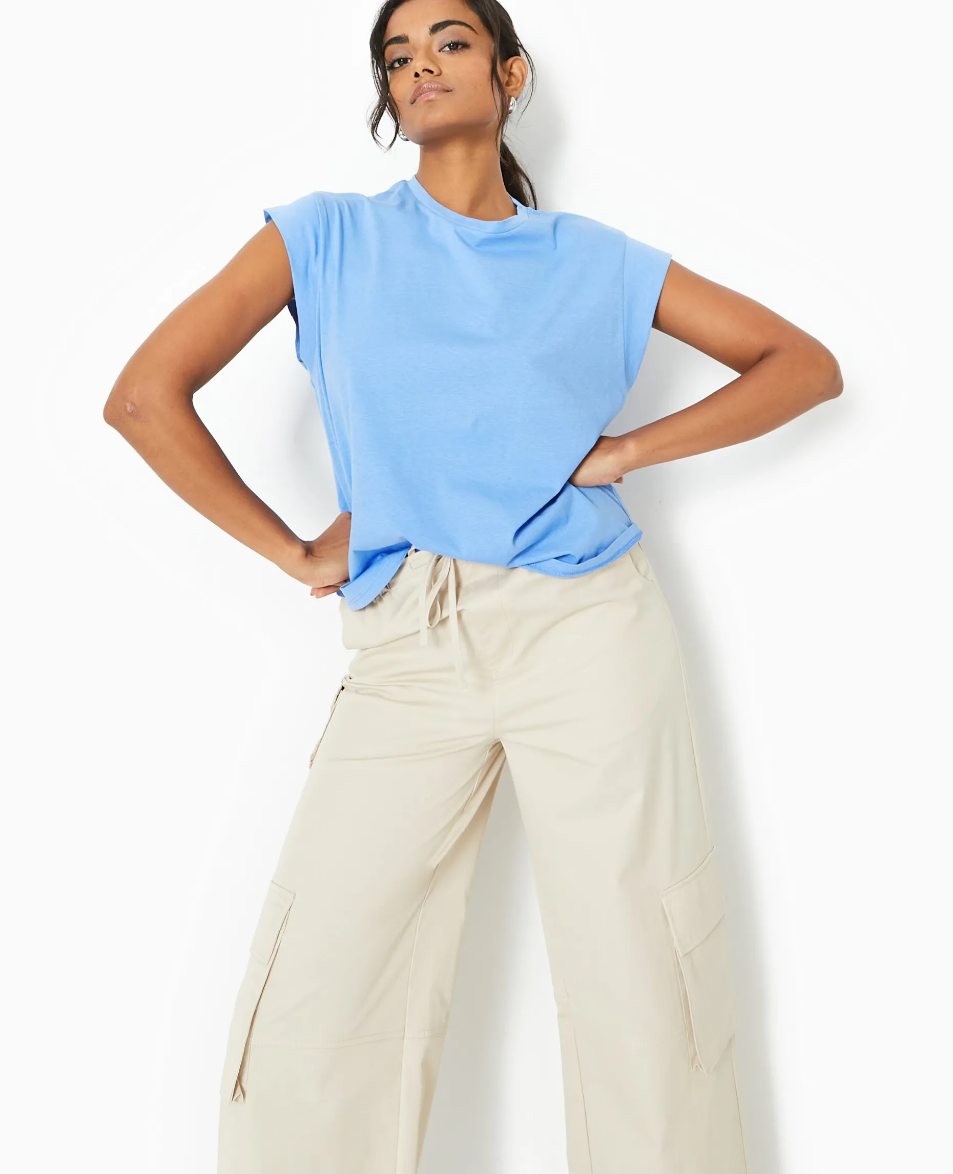 T-shirt Oversize Sans Manches - Bleu