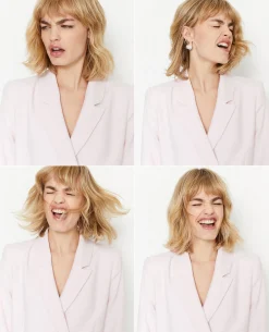 Veste Blazer Col Croisé - Rose Clair