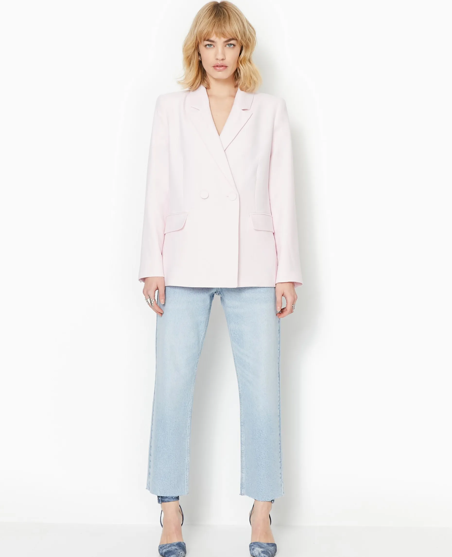 Veste Blazer Col Croisé - Rose Clair