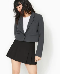 Veste Blazer Courte - Gris Foncé