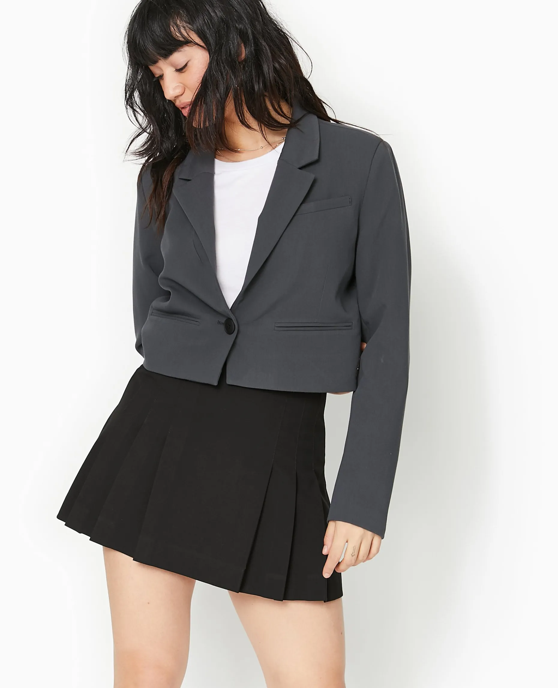 Veste Blazer Courte - Gris Foncé