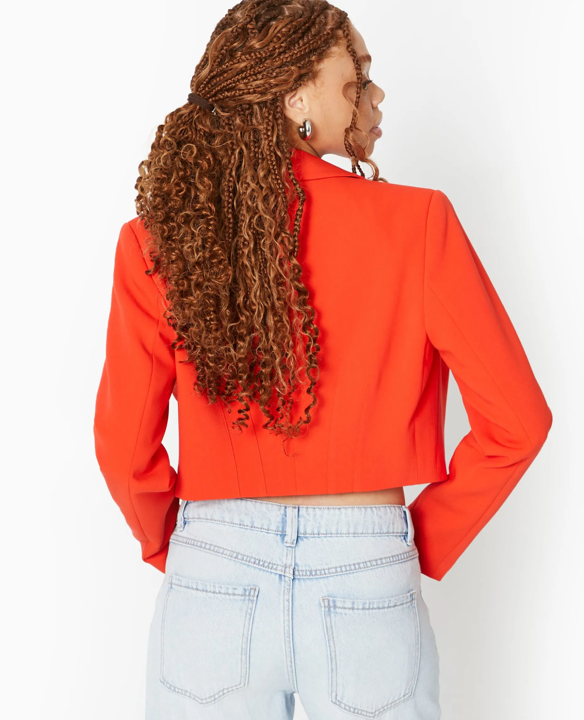 Veste Blazer Courte Avec Pinces - Rouge
