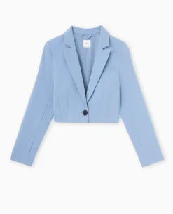 Veste Blazer Courte Avec Pinces - Bleu
