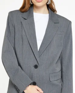 Veste Blazer Oversize Avec épaulettes - Gris Foncé