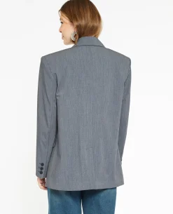 Veste Blazer Oversize Avec épaulettes - Gris Foncé