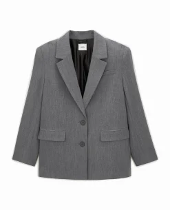 Veste Blazer Oversize Avec épaulettes - Gris Foncé