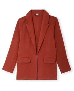 Veste Blazer Souple En Tissu Fluide - Marron