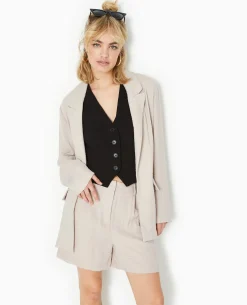 Veste Blazer Souple En Tissu Fluide - Beige