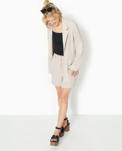 Veste Blazer Souple En Tissu Fluide - Beige