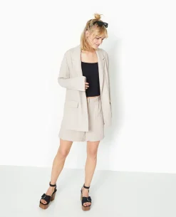 Veste Blazer Souple En Tissu Fluide - Beige