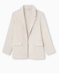 Veste Blazer Souple En Tissu Fluide - Beige