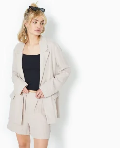 Veste Blazer Souple En Tissu Fluide - Beige