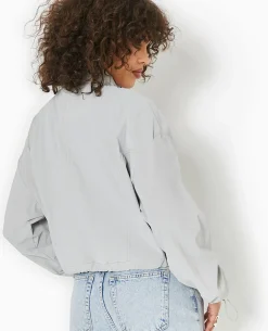 Veste Coupe-vent Courte Avec Liens Et Stoppeurs - Gris Clair