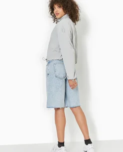 Veste Coupe-vent Courte Avec Liens Et Stoppeurs - Gris Clair