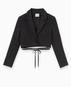 Veste Cropped Avec Liens à Nouer - Noir