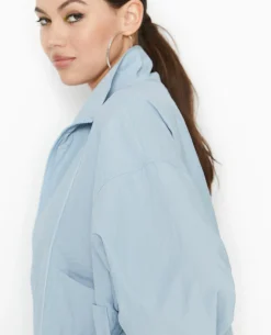 Veste Légè;re Zippée Avec Détails Liens élastiqués - Bleu