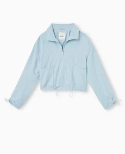 Veste Légè;re Zippée Avec Détails Liens élastiqués - Bleu