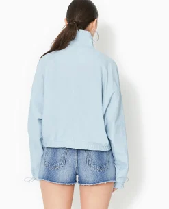 Veste Légè;re Zippée Avec Détails Liens élastiqués - Bleu