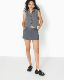 Veste Sans Manches Avec Capuche - Gris Foncé