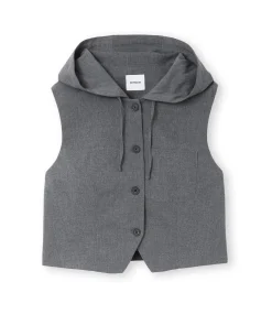 Veste Sans Manches Avec Capuche - Gris Foncé