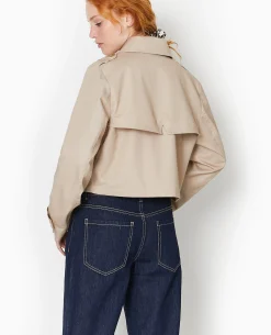 Veste Trench Courte Double Boutonnage - Beige