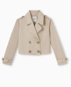 Veste Trench Courte Double Boutonnage - Beige